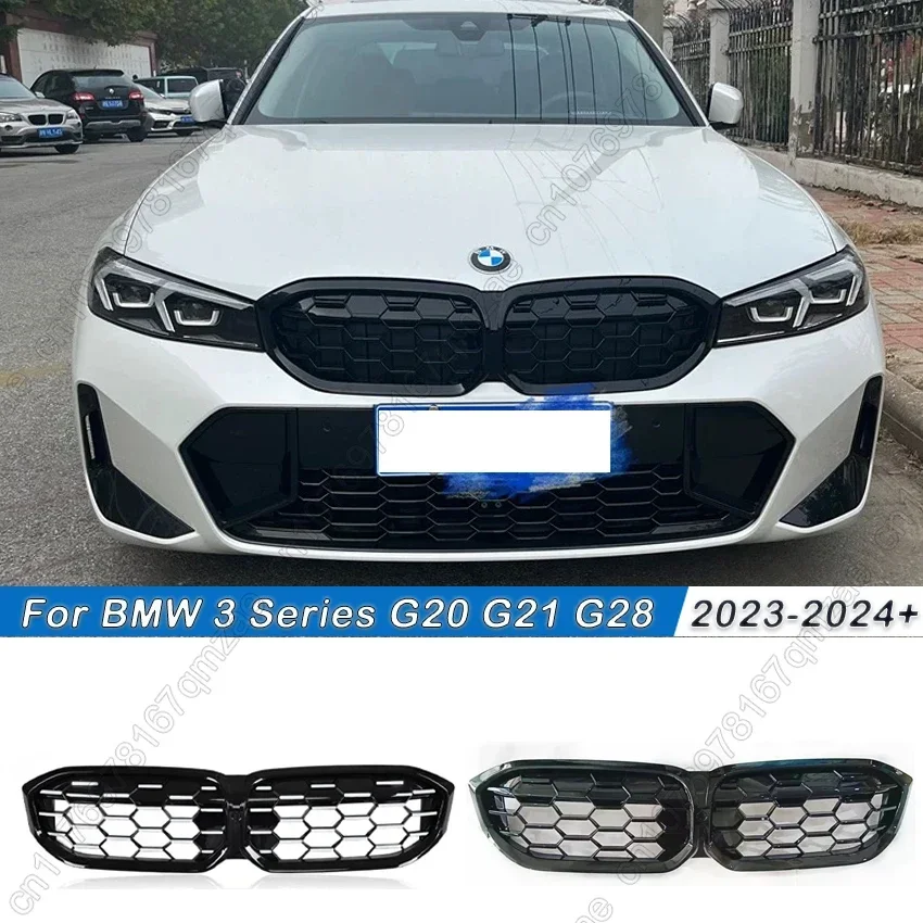 For BMW 3 Series G20 G21 2023-2024 330i 320d M340i Front Kidney Double Slat Diamond Grille Grill Center Grid Mesh Tuning Part