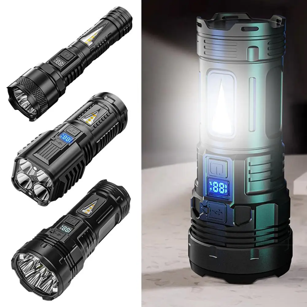 

Quad-CoreLamp Bead Led Multi-Function COB SideLight Outdoor Smart Electric Portable USB Display Flashlight Camping Charging K4V8