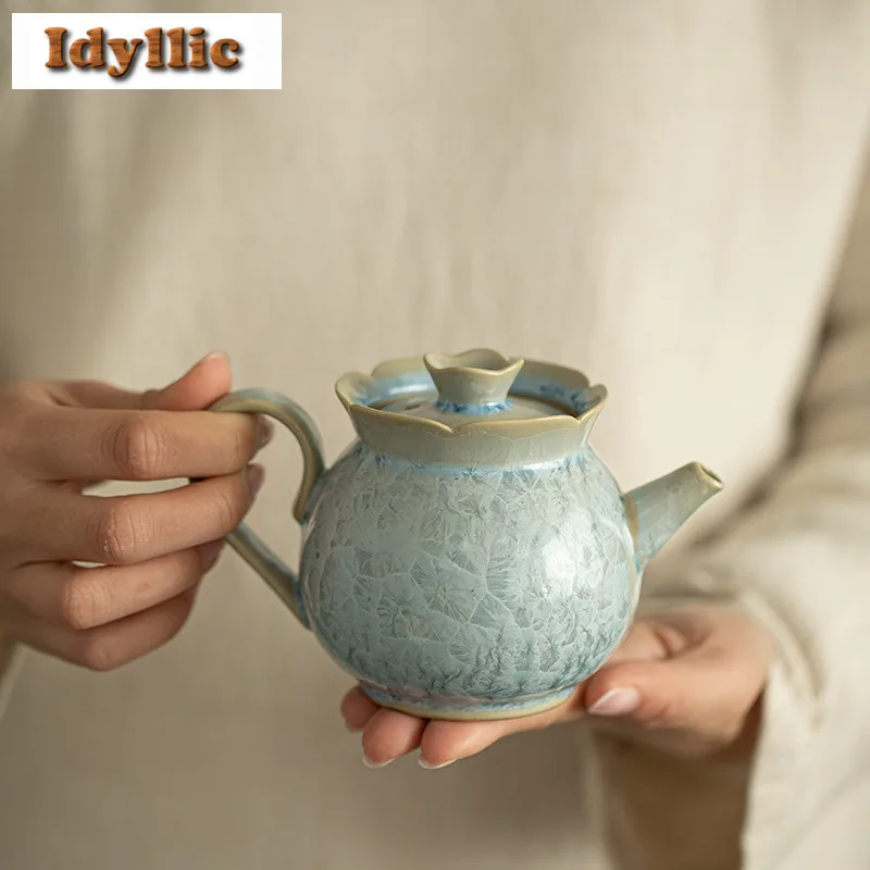 

150 мл Ru Kiln Crystal Glaze Чайник в форме лотоса Древний чайник для заварки чая Чайник с фильтром Товары для кафе Украшения Поставки