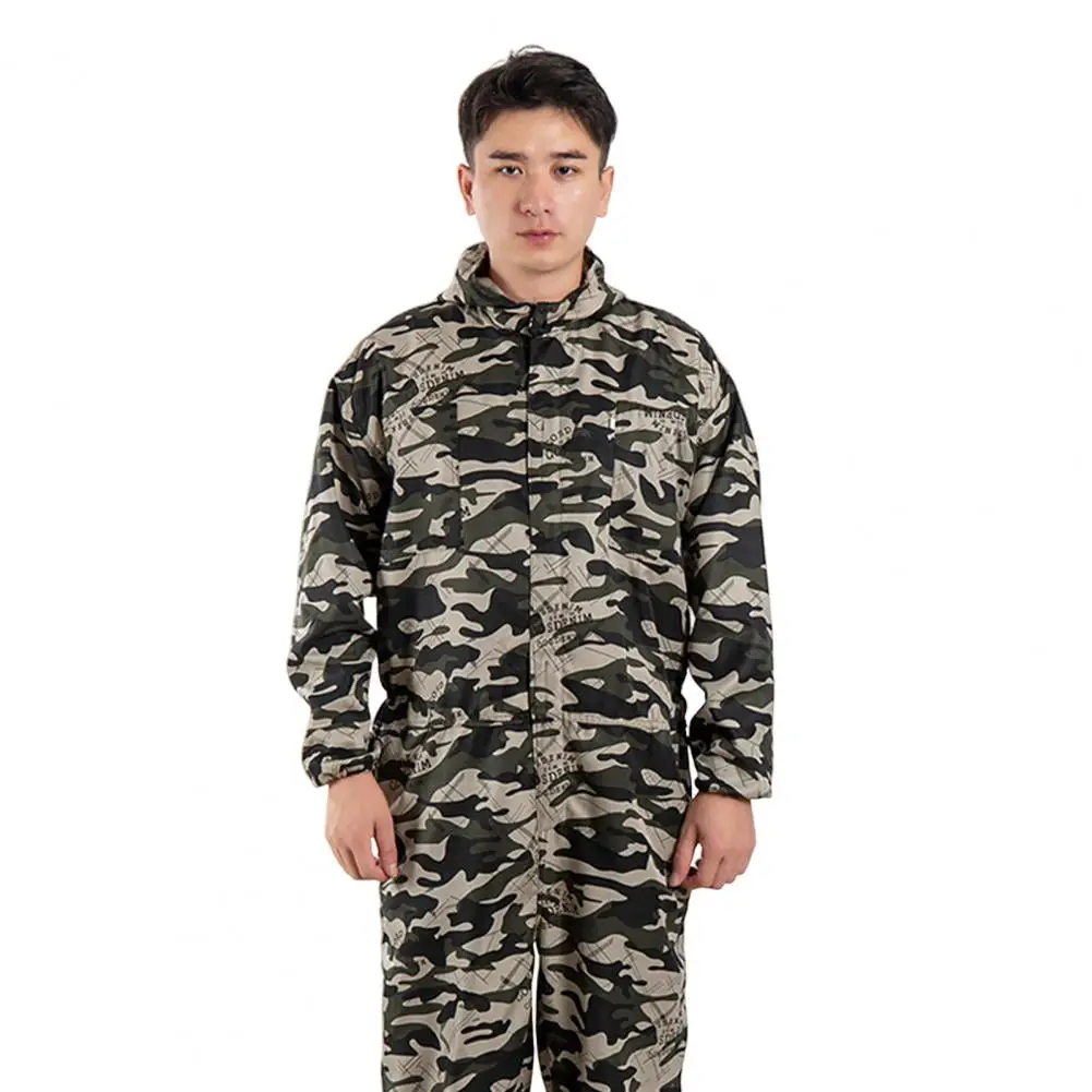 Excellent One-Piece Romper No Odor Men Coverall Waterproof Water-Resistant Men Long Sleeve Coverall  Zipper Closure