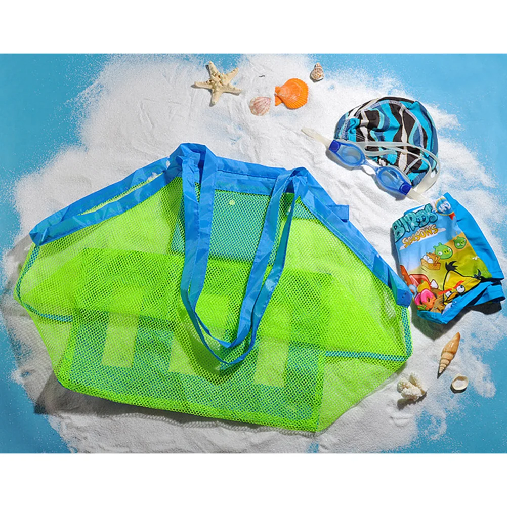 Bolsa de almacenamiento para playa para niños, bolso grande de malla, organizador de herramientas, capacidad, bolsa de juguetes, bolsas de juguetes