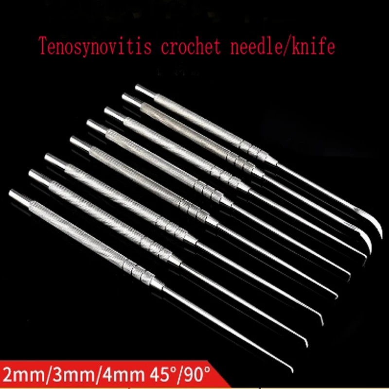 Medical stainless steel tenosynovitis crochet knife, large and small sizes, hook knife with blade, orthopedic instrument