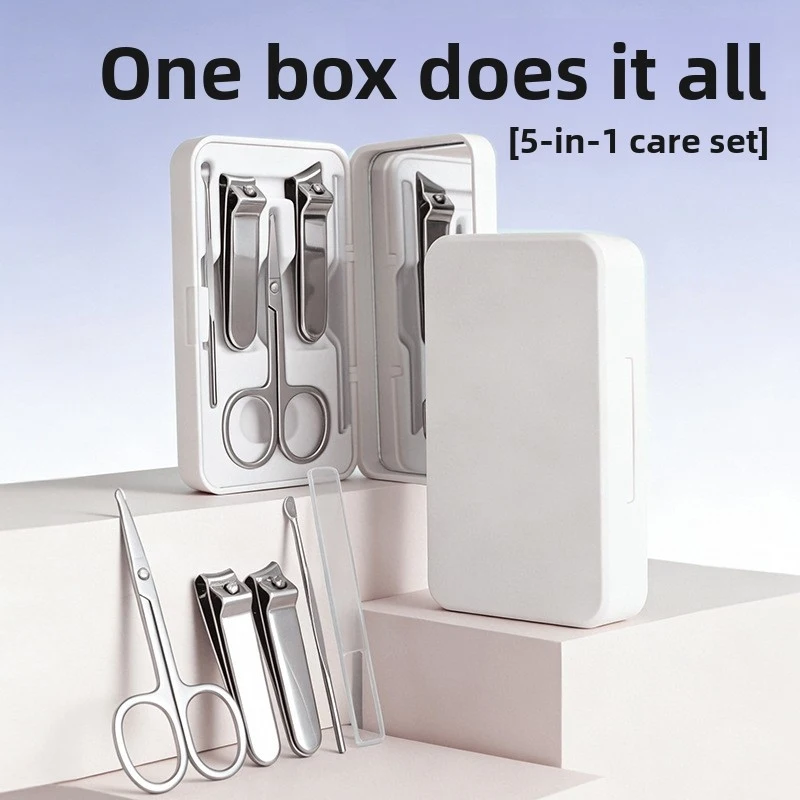 

Professional Premium 5Pcs ABS Magnetic Stainless Steel Manicure Pedicure Kit, Nail Clippers Eyebrow Razor Nail File Tools