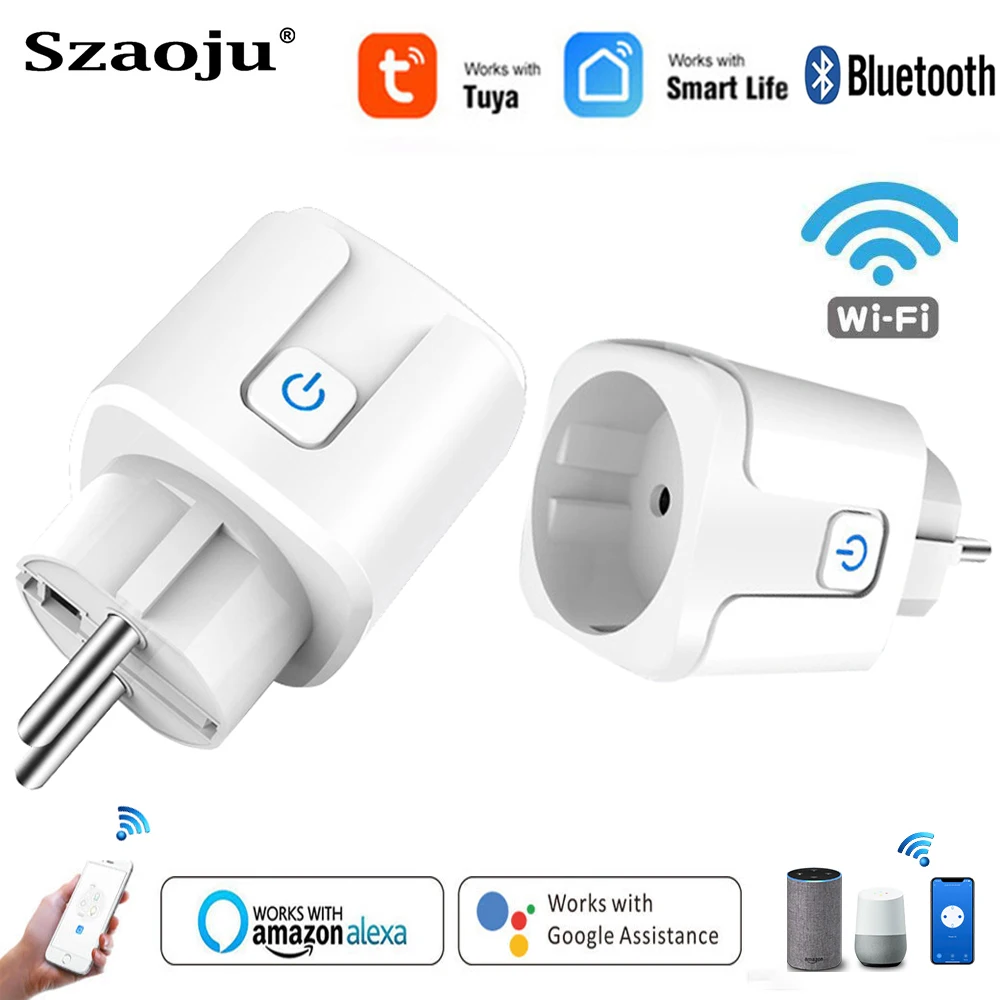 

Умная розетка ЕС 16A/20A с функцией мониторинга мощности, приложение Smart Life Tuya Wi-Fi, умная розетка, голосовое управление через Alexa Google