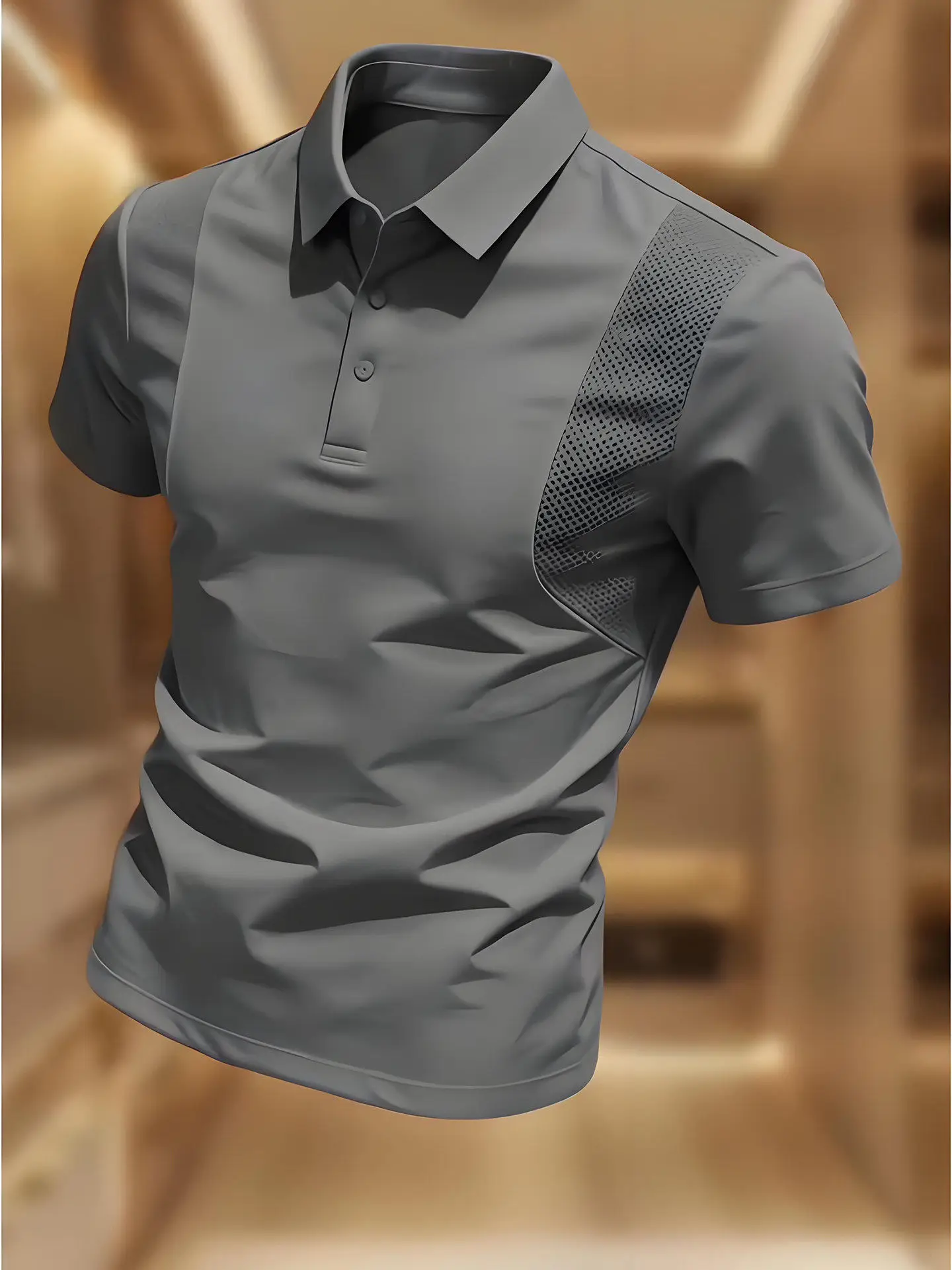 Heavyweight Deconstructed Ice Silk Quick Dry Short Sleeve Men's  Shirt Mesh Breathable Lightweight Business Style Shoulde...