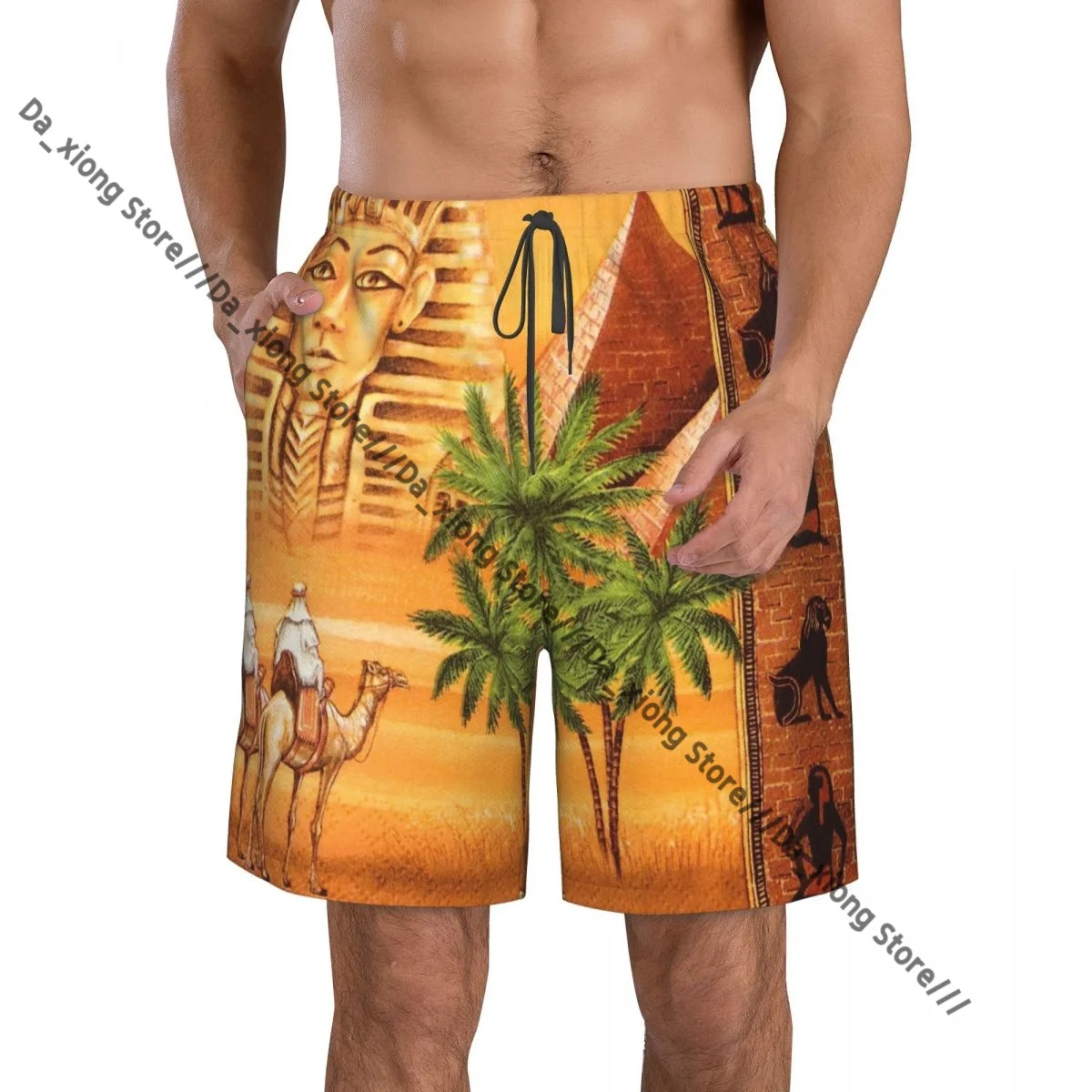 Egyptian Farmer Quick Dry Swimming Shorts For Men Swimwear Swimsuit Trunk Bathing Beach Wear