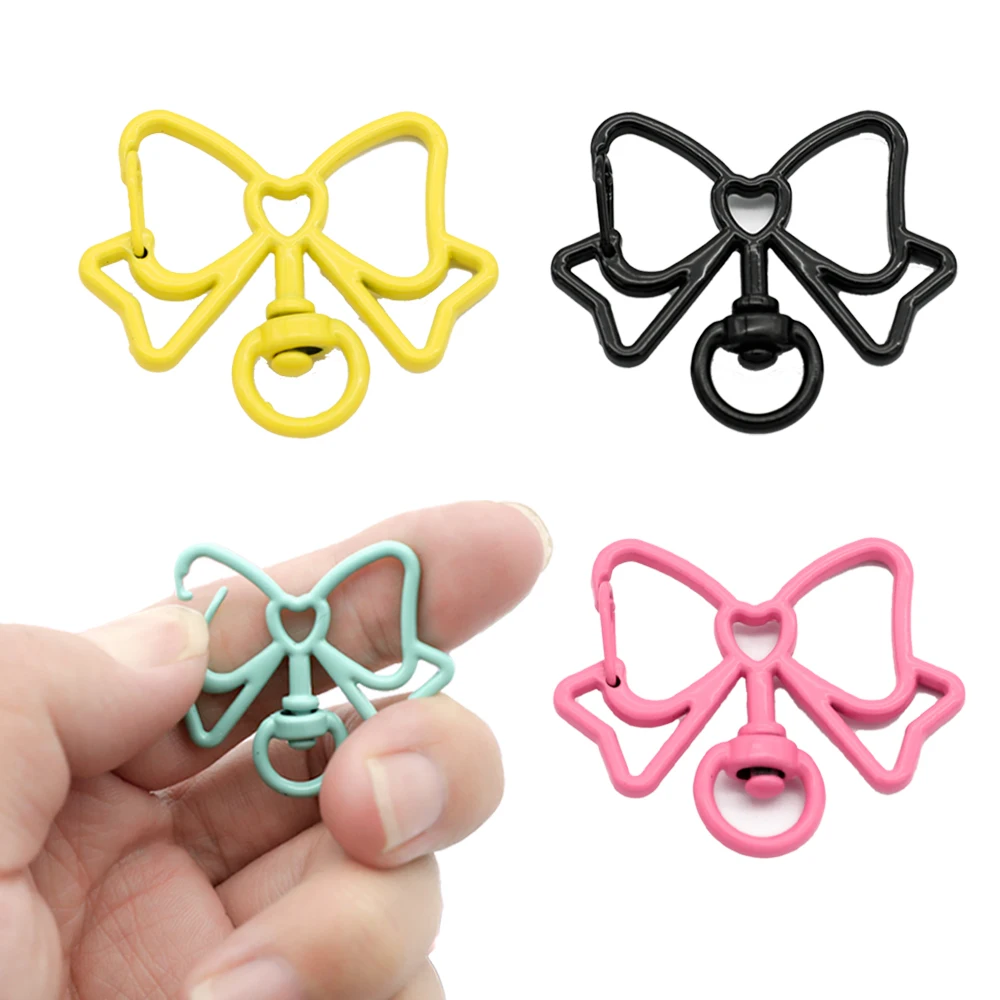 5 Pieces Colorful Bow Lobster Clasp Swivel Keychain Spring Clips for Jewelry Handmade DIY Key Ring Bag Charm Crafts Accessories
