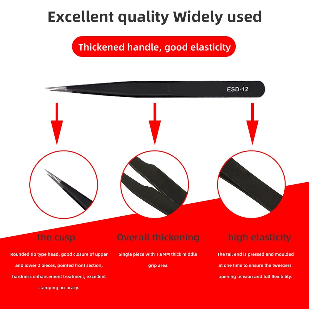 3D Printer Antistatic Tweezers Tool Set High Tip Curved Straight Stainless Steel Multifunction Nipper Repair Tool Kit