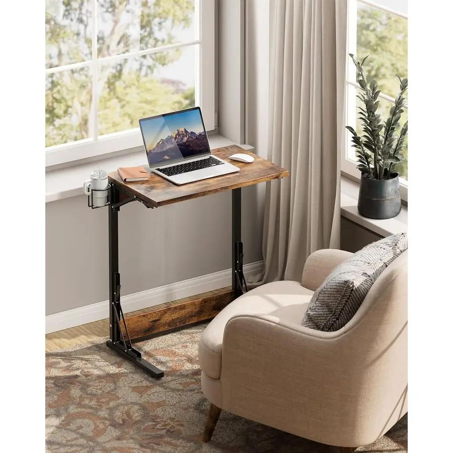 24 طاولة تلفزيون قابلة للطي، طاولة نهاية قابلة للطي على شكل حرف C للأريكة، صينية عشاء تلفزيون مع حامل أكواب، مكتب كمبيوتر محمول صغير بجانب الأريكة #3