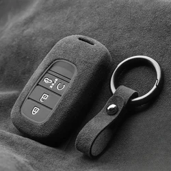 Suede Car Key Case Cover Bag For Honda Civic 11th CRV XRV Accord Fit 2022 2023 2024 Accessories keychain Protective Shells Trim