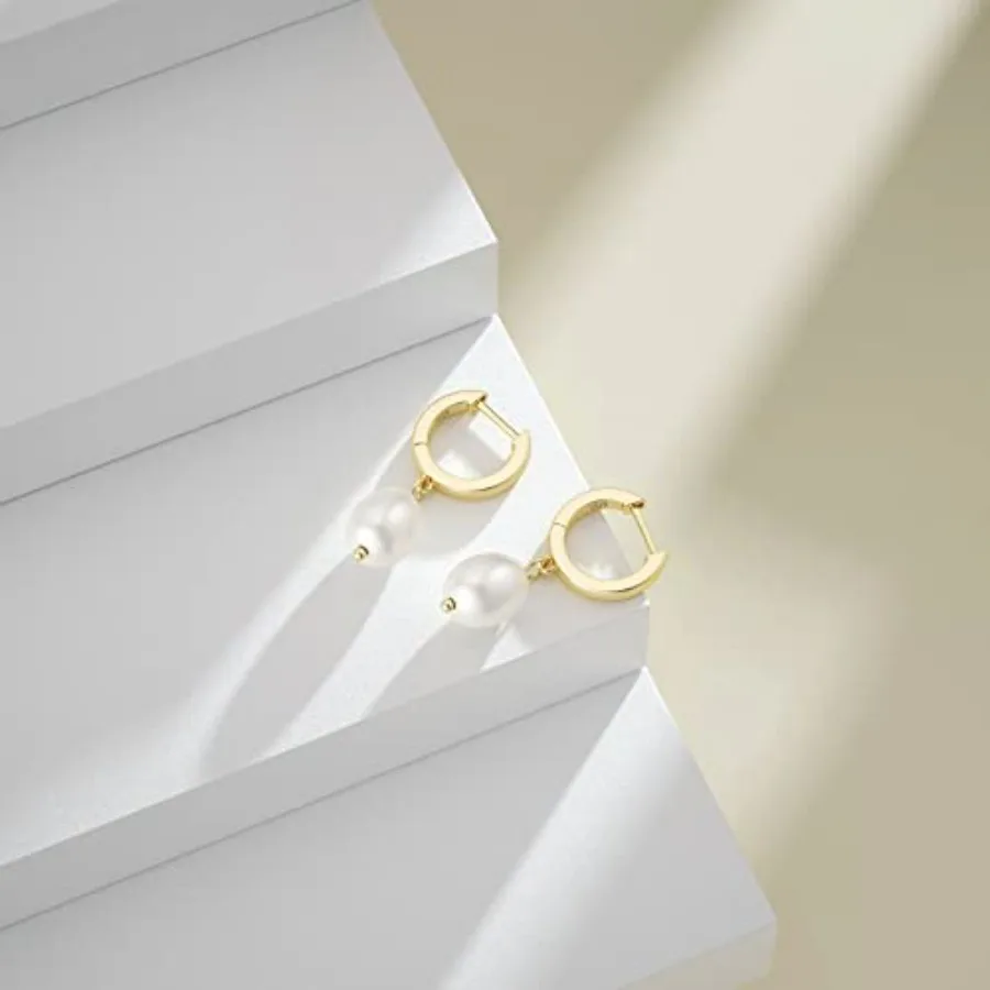 Quality Assurance SEVENWELL Sterling Silver Dangle Huggie Earring Stud for Women, Cross, Heart, Celestial, Pearl, CZ Hoop Earri view 6