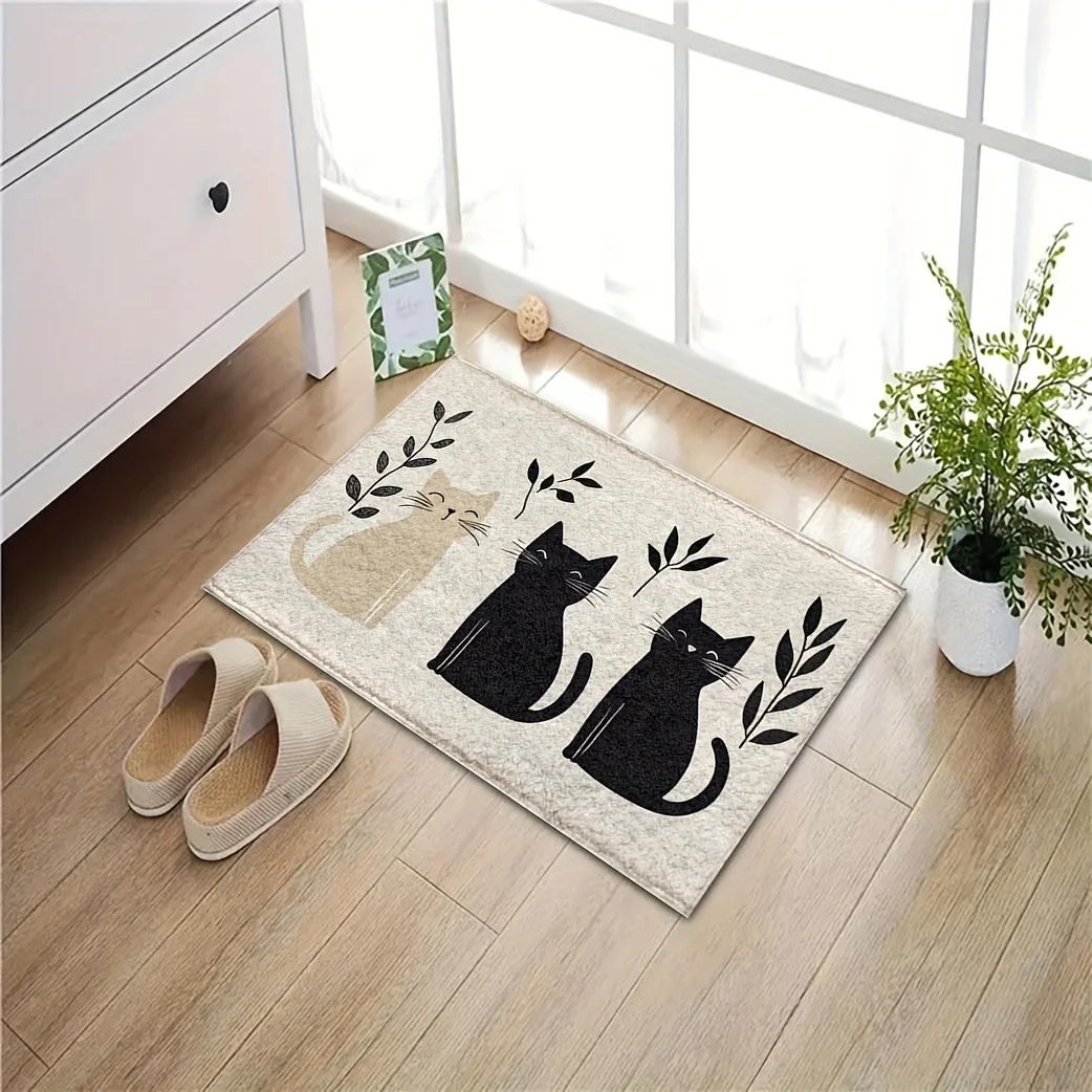 VIKAMA Cute Three Cartoon Cat Carpet Soft Doormat Waterproof Floor Mat Rug For Bedroom Carpet For Live Room Outdoor Carpet Home