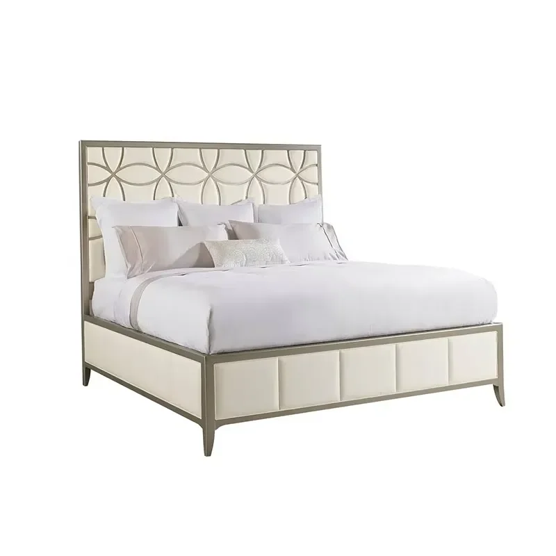 Solid Wood Bedroom Set European Antique Style High End Headboard Design Luxury Simple Furniture for Hotel Apartment Decor
