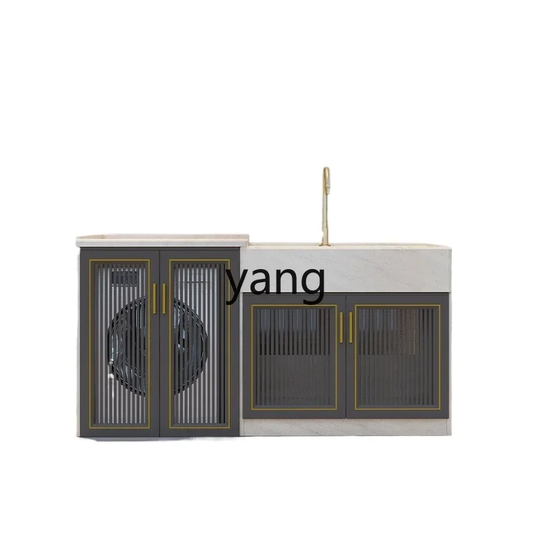 CX  outdoor integrated balcony laundry basin with rubbing board courtyard household marble washing machine cabinet