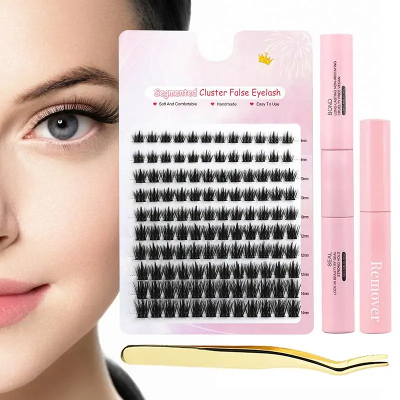 Cílios cola removedor e aplicador, Lash Clusters, extensões de cílios, kit completo, maquiagem DIY Set, 120 cachos, Novo