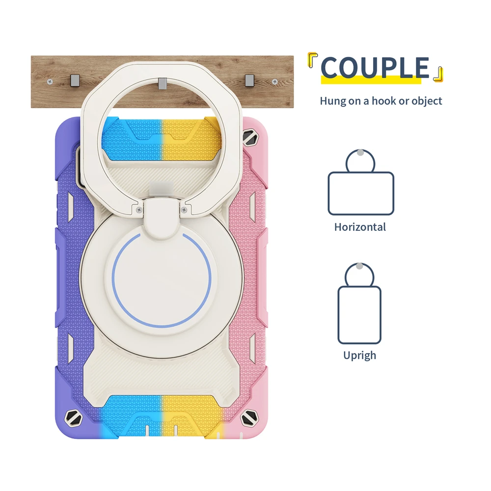 360 Rotation For Lenovo Tab M9 2023 9.0 inch TB-310FU TB-310XU Case Kids Safe PC Silicon Shockproof Pull Ring Stand Tablet Cover
