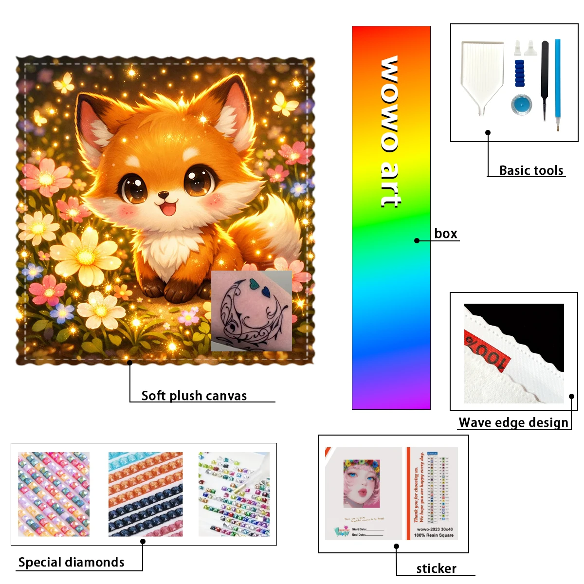【Maff Padial DIAMOND ART】The fox and the little flower in the dream Resin FD ,AB,MT，CR are dazzlingly intertwined ，50*50cm