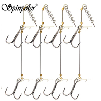 Spinpoler Stinger Fishing Rig For Big Shad,Pike,Bass,And Perch - Barbed Sharp Treble Hooks With Center Pin Screw Connector Set