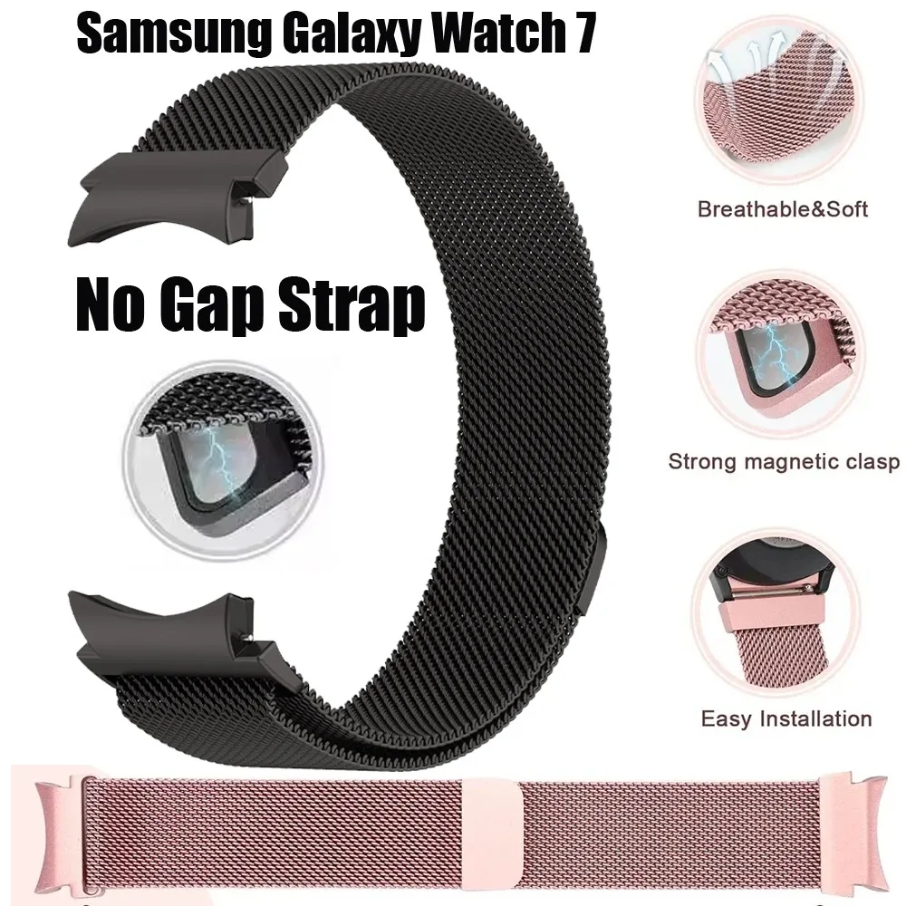 Offizielles No-Gap Interface Armband für Samsung Galaxy Watch 7 6 5 4 44/40mm Langlebiges Magnetisches Schlaufenarmband Watch 6-4 Classic Correa