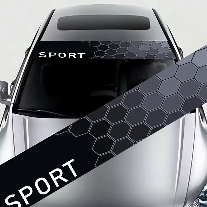 1 Colorful Honeycomb Tech Sport Decorative Car Windshield Sticker High Quality, Weathering Vinyl Decal, Self Adhesive, Suitable