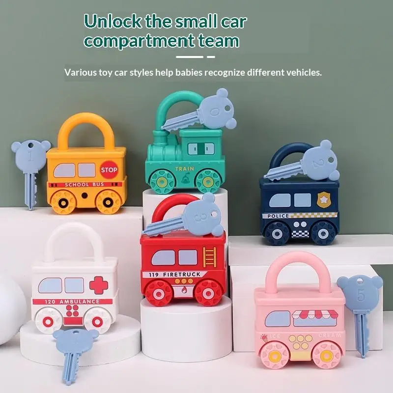 Car Shaped Puzzle Matching Lock Toy with Key Brain Training Educational Toy for Kids Intellectual Development Toddler Birthday