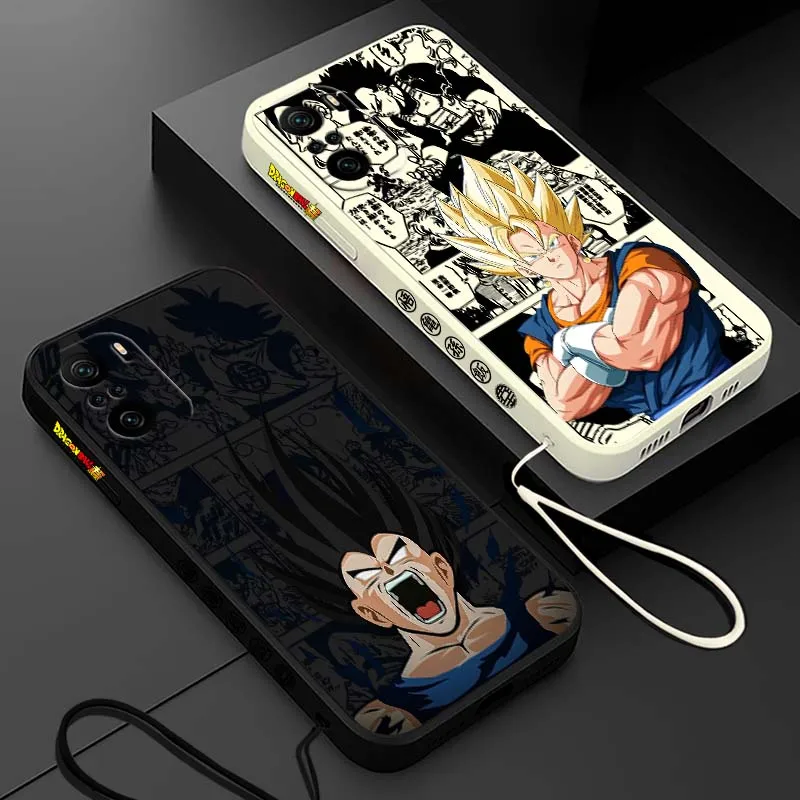 

D-Dragon Ball Anime Saiyan For Xiaomi Redmi Note 14 13 12 11 10 9 8 Pro Plus 4G 5G Liquid Left Rope Phone case Cover