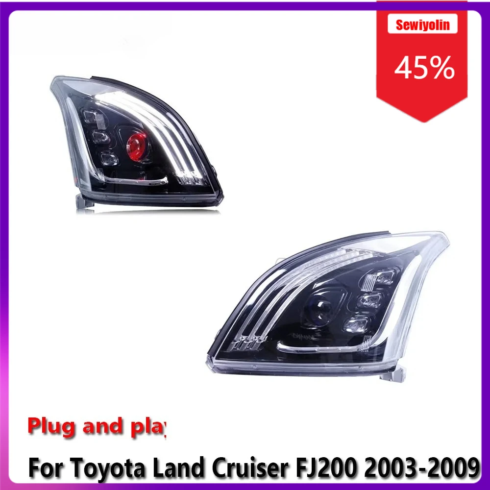 

Sewiyolin автомобильные светодиодные лампы фары в сборе для Toyota Land Cruiser FJ200 2003-2009 противотуманные фары DRL тормозной указатель поворота