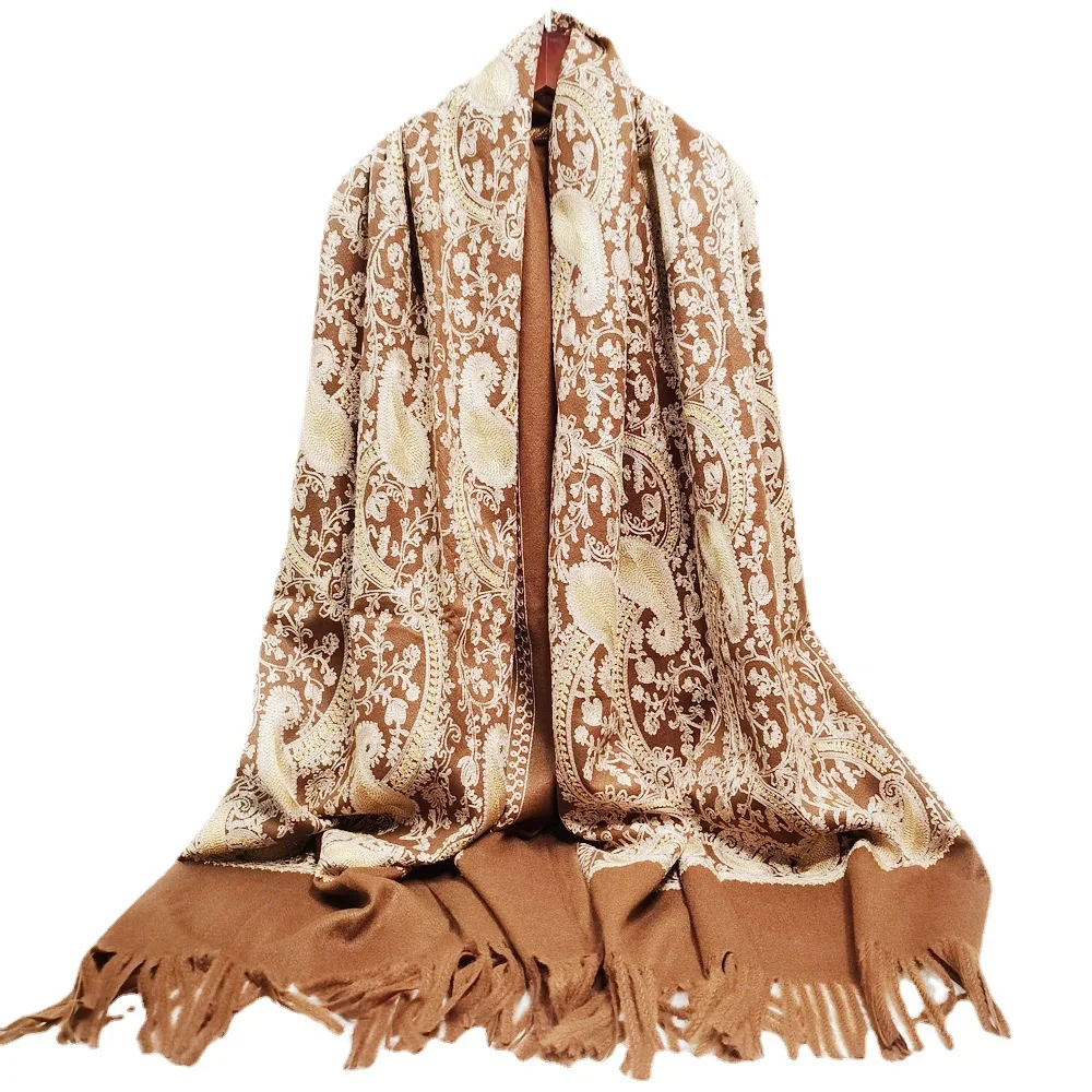 Ethnic Style Blanket Scarf Shawl Cashmere Blend Bufanda Lady Autumn Winter Scarves Echarpes Plus Size Shawl Pashmina for Women