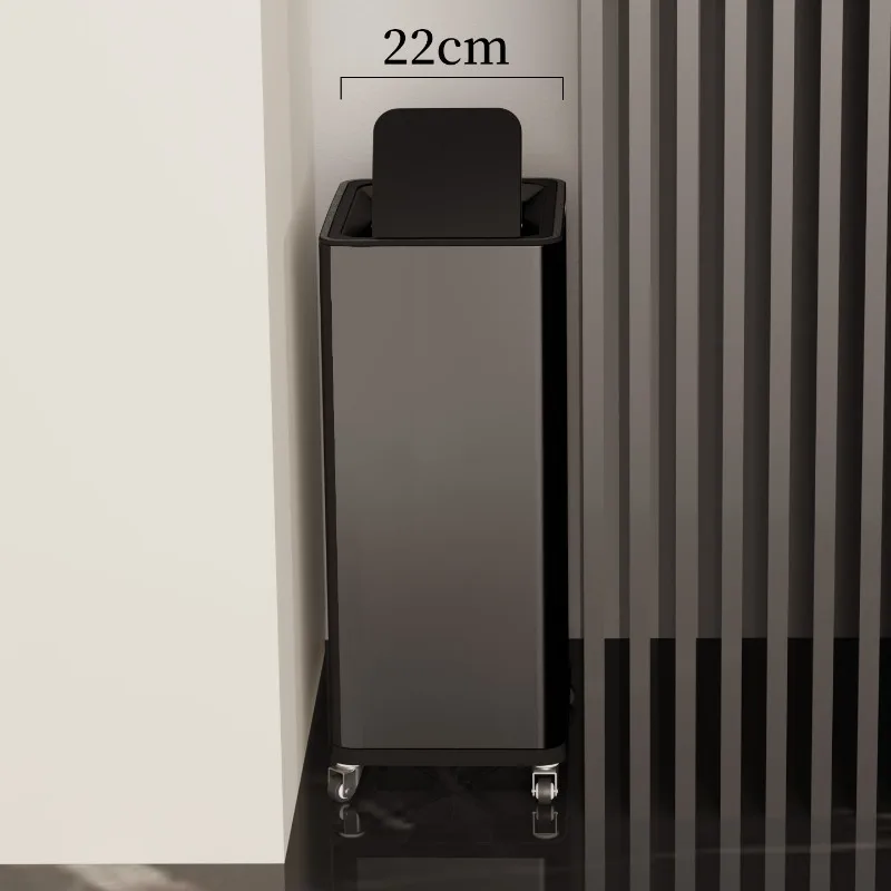 

Kitchen Trash Can with Wheels Square Rolling Garbage Bin for Living Room Flip Lid Waste Container Tall Mobile Recycling Buckets