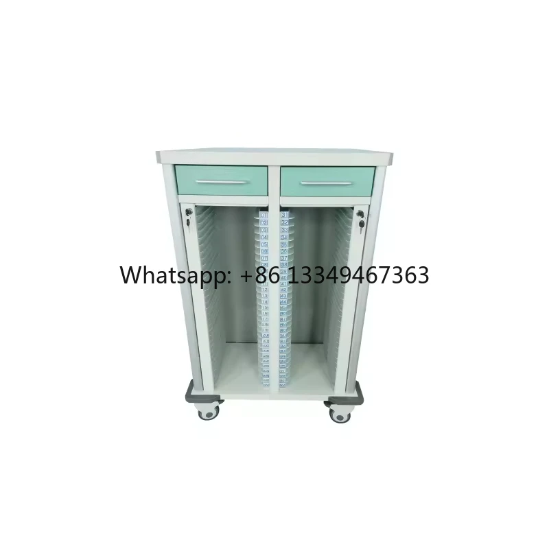 

Fast Shipping Best-Selling High Quality Medical Record Trolley Mobile Hospital Furniture with Brake Box Trolley Manufacturer