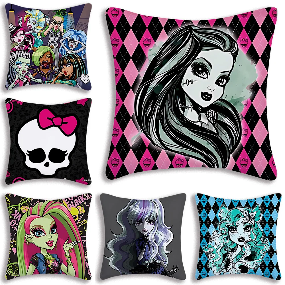 

Classic Anime Monster High Pillow Covers Cartoon Sofa Decorative Home Double-sided Printing Short Plush Cute Cushion Cover