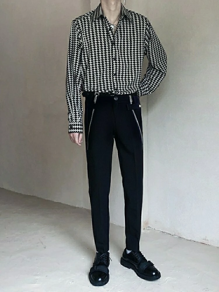 

Мужская ретро-рубашка в клетку с длинным рукавом, осенняя новинка 2026, повседневная, в корейском стиле, универсальная блузка