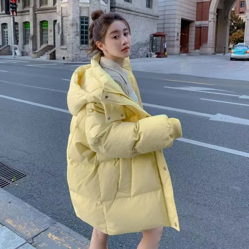 Hooded Parkas Yellow Bread Jacket with Cotton Jacket Women Winter 2024 New Item Thick