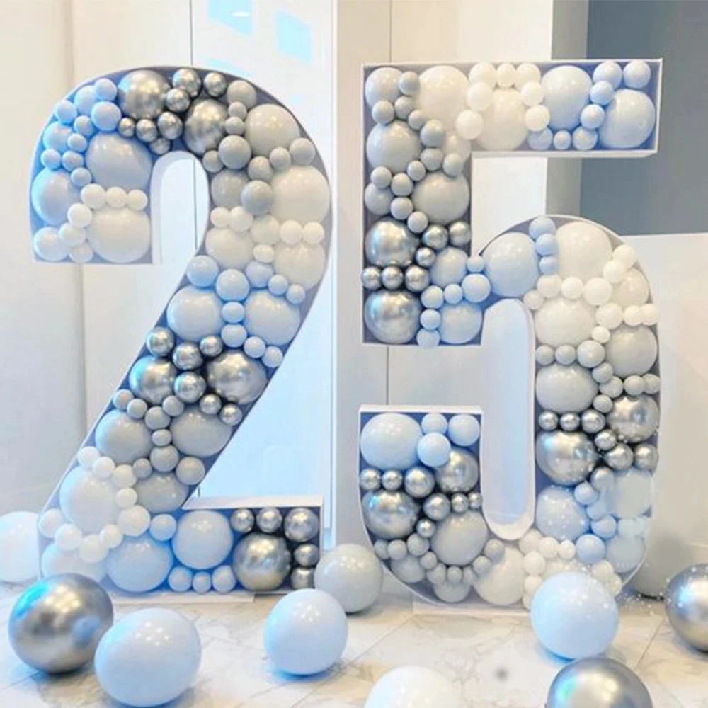 91cm DIY Wedding Decoration Number KT Board Big Number Frame Stand Balloon Filling Box Alphabet Mosaic Anniversary Supplies