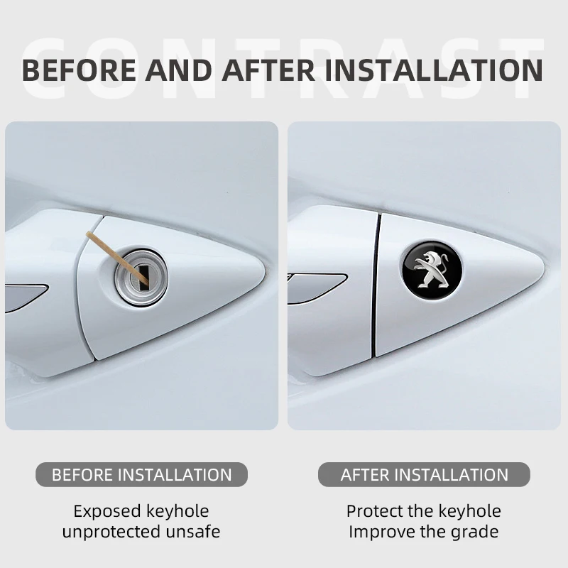 2/4pcs Car Door Lock Keyhole Anti - blocking Stickers - Ideal Auto Accessories for Peugeot Models (107 208 3008 308 307 406 407）