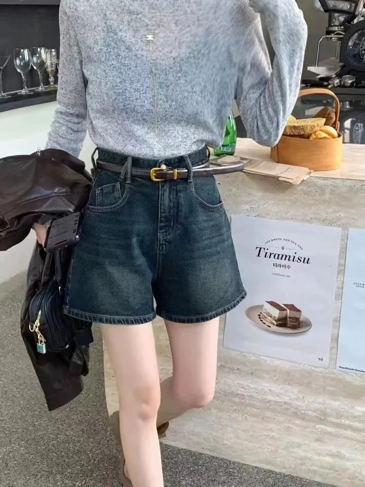 

ZHISILAO New High Waist Wide Leg Denim Shorts Women Casual Vintage A-line Jeans Shorts Summer 2024