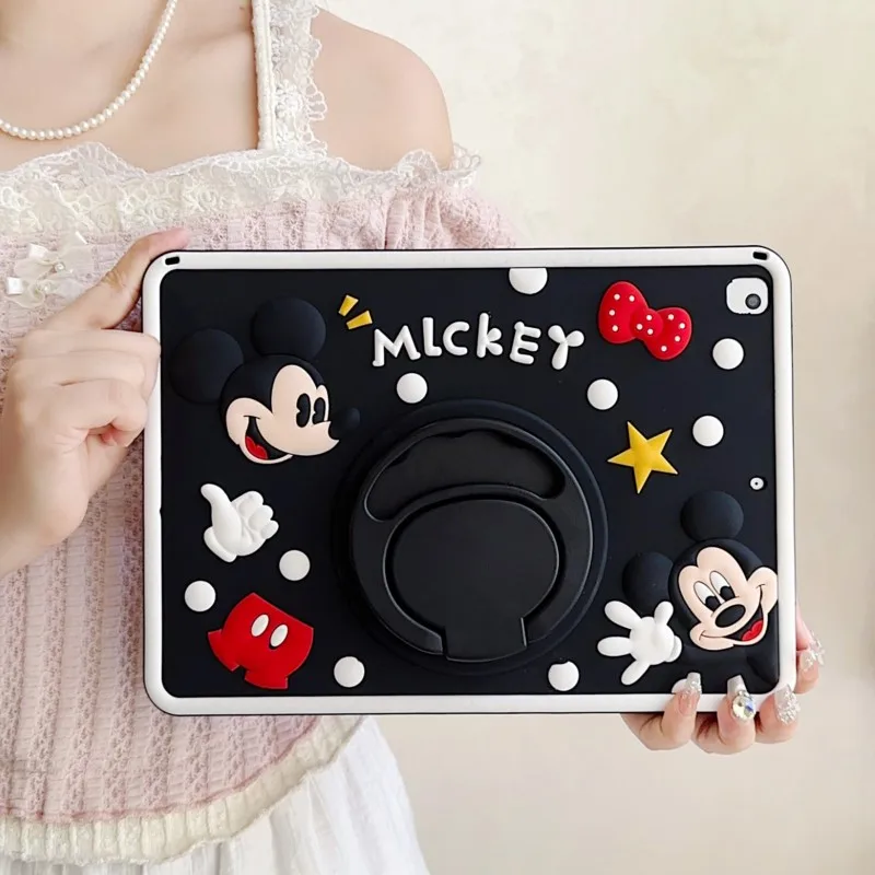 

Милый 3D-чехол с Микки Маусом из силикона для планшетов iPad 10-го, 9-го, 8-го, 7-го поколений, Air 2, 3, 4, 5, 6, 10.9, A16 Pro 11, детский чехол