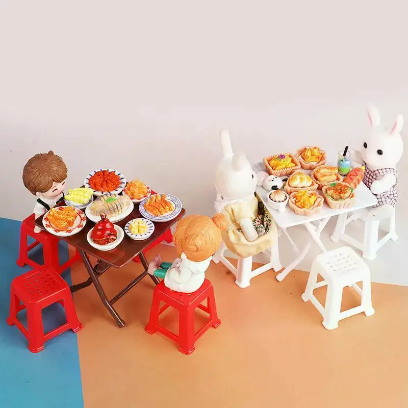 

1/12 Dollhouse Miniature Table Chairs Set Model Mini Furniture Decor Doll House Accessories Kids Pretend Play Toys