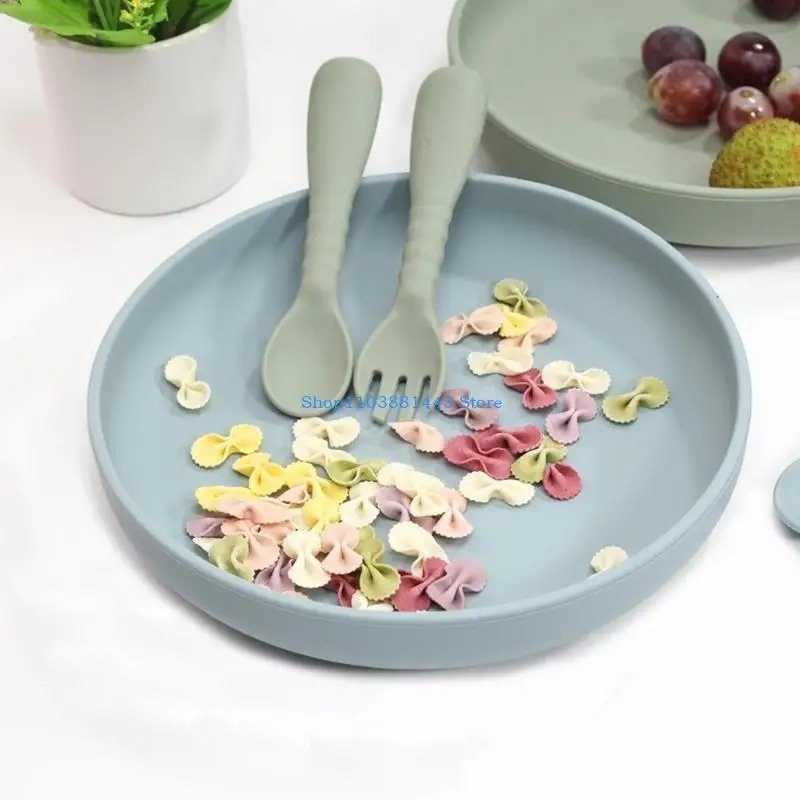 

Q6RE Silicone Toddler Plate Baby Feeding Utensils BPAFree Microwave Oven & Dishwasher Safe Soft & Durable Silicone Tray