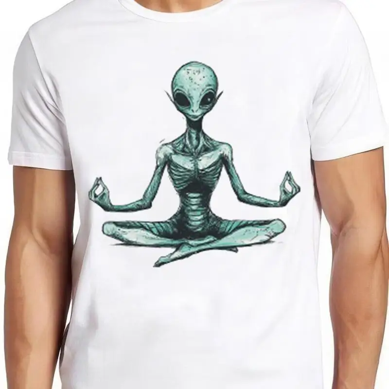 

Эскиз йоги для медитации инопланетянина, юмористическая забавная подарочная футболка 2224