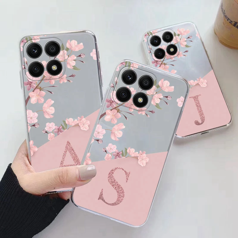 Fashion Pink Flowers Case For Honor X8A 4G 6.7