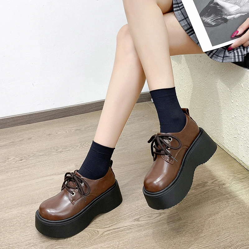 High Appearance Level Thick Bottom Round Head Fashion All Comfortable Non-slip Breathable Wear-resistant Women's Single Shoes