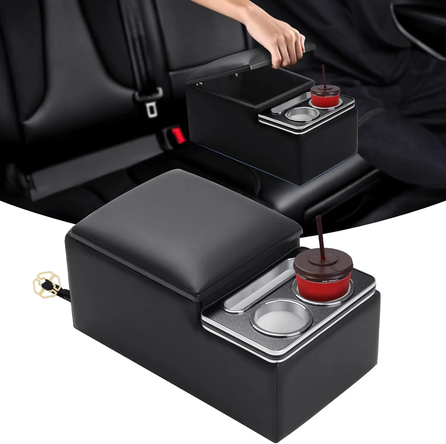 Car Rear Armrest Console Box Car Supplies Universal Cup Holders Storage Apartment Accessories For Car Toyota Aygo Car Armrest