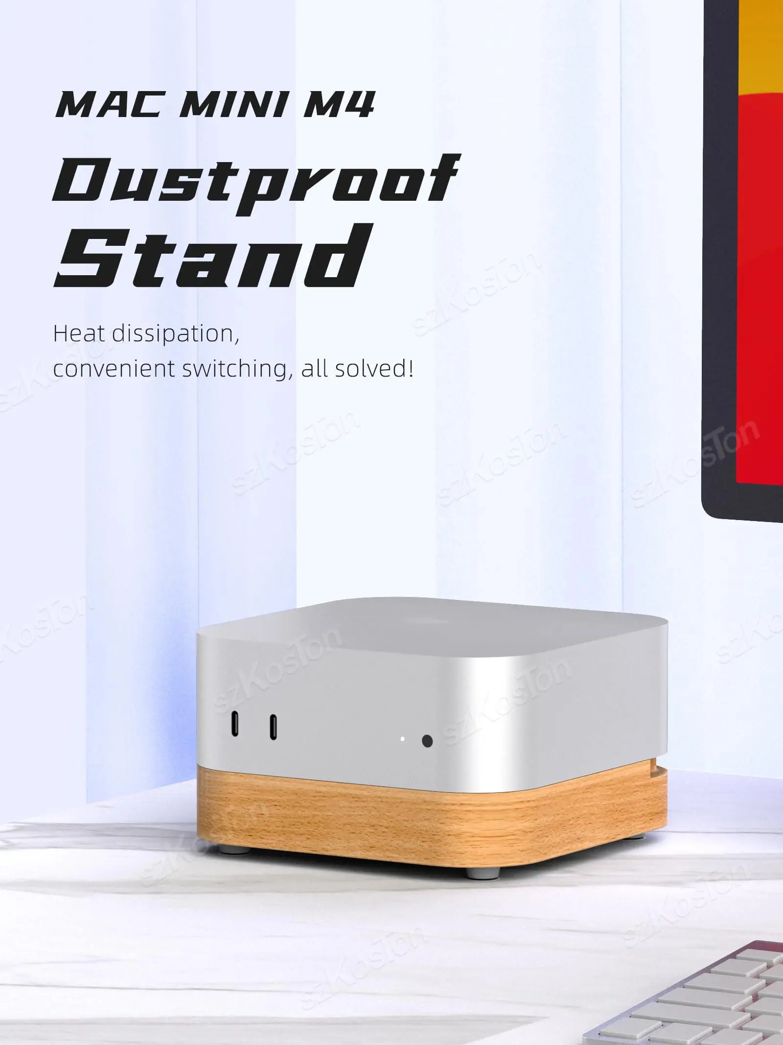 Док-держатель для рассеивания тепла для компьютера Mac Mini M4, деревянная пылезащитная подставка, внешняя кнопка питания для Mac Mini M4 Pro PC