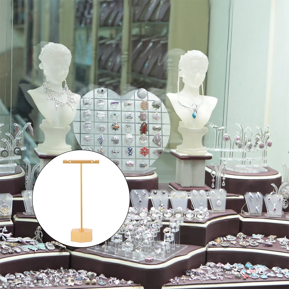 

Metal Necklace Stand Jewelry Organizer T-bar Display Rack for Bracelets Watches Bangles Storage Earrings Pendant Holder