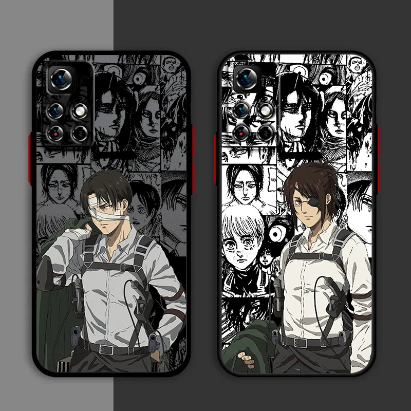 Attack On Titan Levi Ackerman Phone Case For Redmi Note 13 12 11 10 Pro Plus Pro S T 5G Matte Frosted Translucent Cover