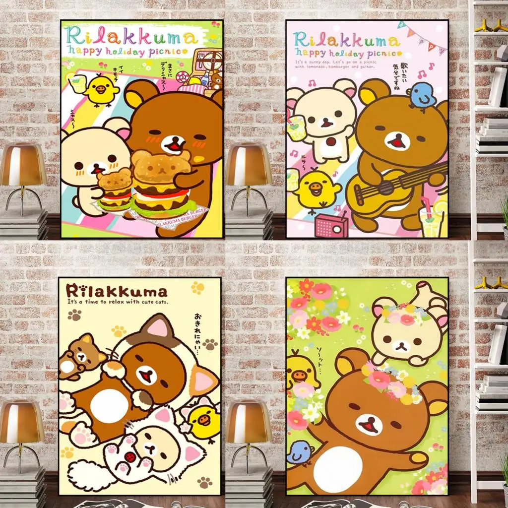 Cute Cartoon Rilakkuma Decorative Paintings Wall Decor Japan Classic Anime Home Decoration Room Decors Aesthetic Pinterest Art