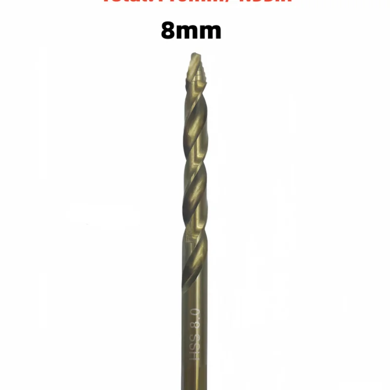 Single 8mm Cobalt HSS Drill Bit Self-Centering Sharp Tip Spiral Flute Precision Bit for Workshop Household Drilling Work