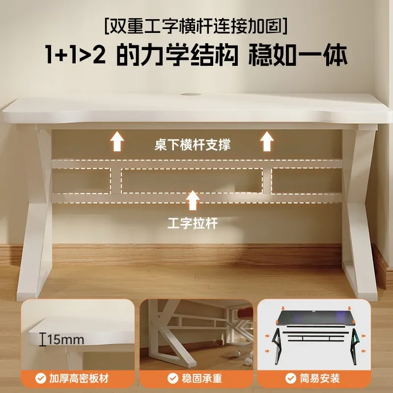 Sturdy Dual Monitor Gaming Desk Long Wall Mounted Computer Table for Bedroom Home Office Simple Modern Workstation