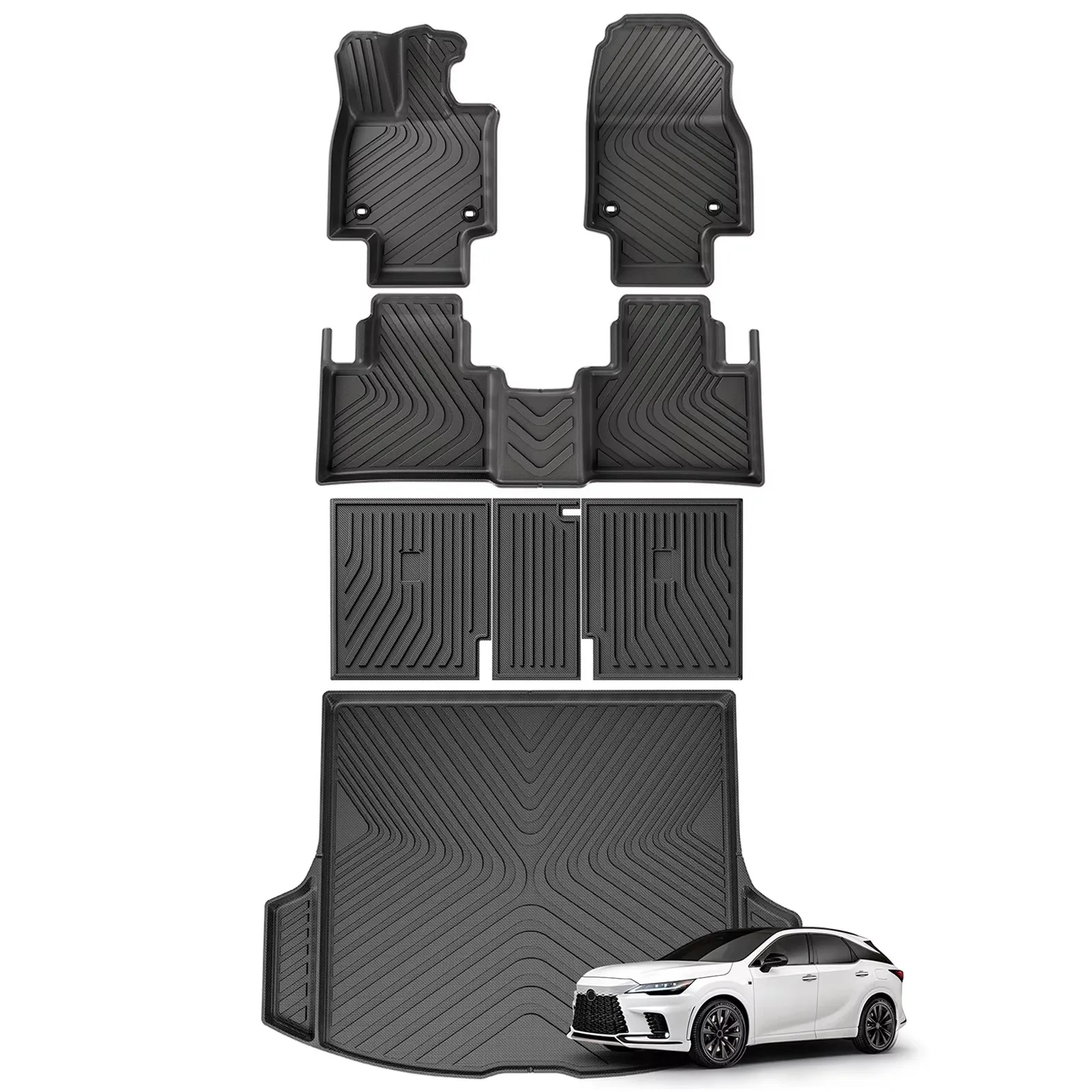 for Lexus RX 2023 2024 TPE 3D Car Floor Mats Cargo Liner Trunk/Backrest Pad Waterproof Left Rudder 